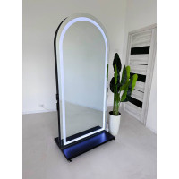 Сучасне Подвійне Дзеркало-Арка з LED-Підсвіткою та Мобільною Базою на Коліщатках