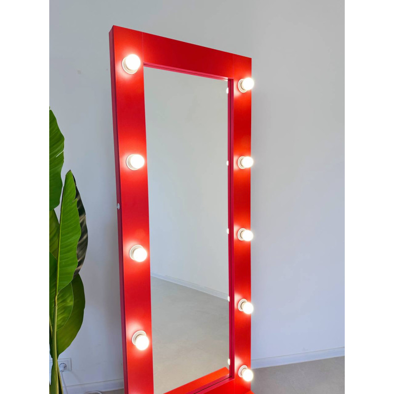 Дзеркало Secret - в червоному кольорі з Прихованими Поличками та Підсвіткою