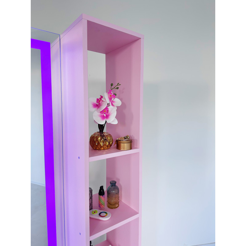 Дзеркало Підлогове Marshmallow Glam Рожеве з Підсвіткою та Бічним Стеллажем