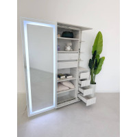 Шафа Mirror White Craft з висувним дзеркалом та LED-підсвіткою