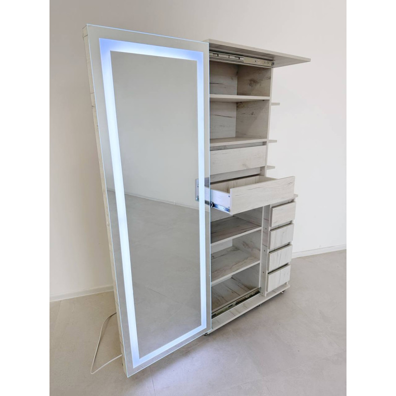 Шафа Mirror White Craft з висувним дзеркалом та LED-підсвіткою