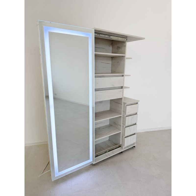 Шафа Mirror White Craft з висувним дзеркалом та LED-підсвіткою