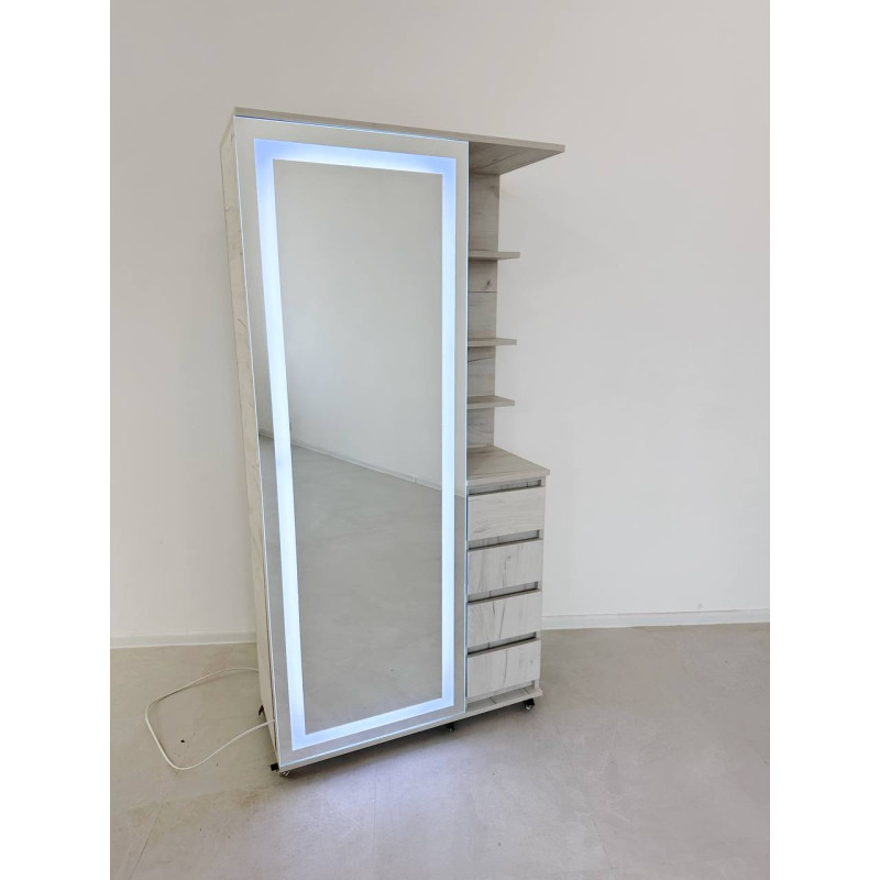 Шафа Mirror White Craft з висувним дзеркалом та LED-підсвіткою