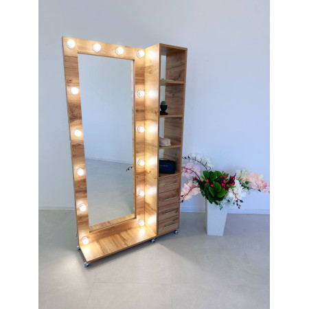 Мобільне дзеркало Golden Craft Mirror в кольорі дуб крафт золотий