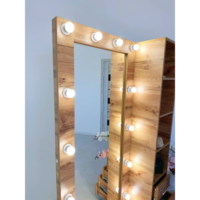 Мобільне дзеркало Golden Craft Mirror в кольорі дуб крафт золотий