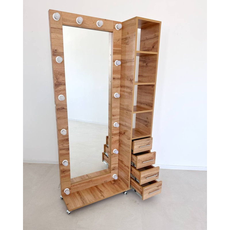 Мобільне дзеркало Golden Craft Mirror в кольорі дуб крафт золотий
