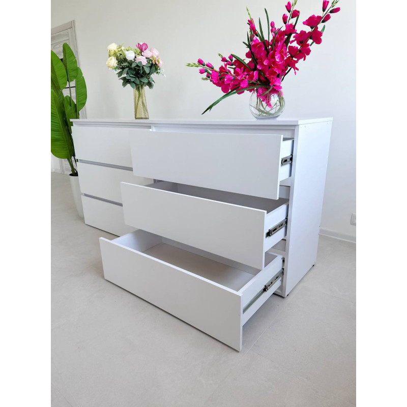Сучасний Комод White з 6 Шухлядами та Прихованими Ручками