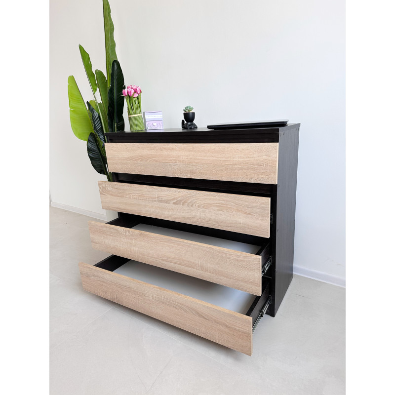 Комод Contrast Wood 4 Шухляди: Корпус Венге Магія та Фасади Дуб Сонома