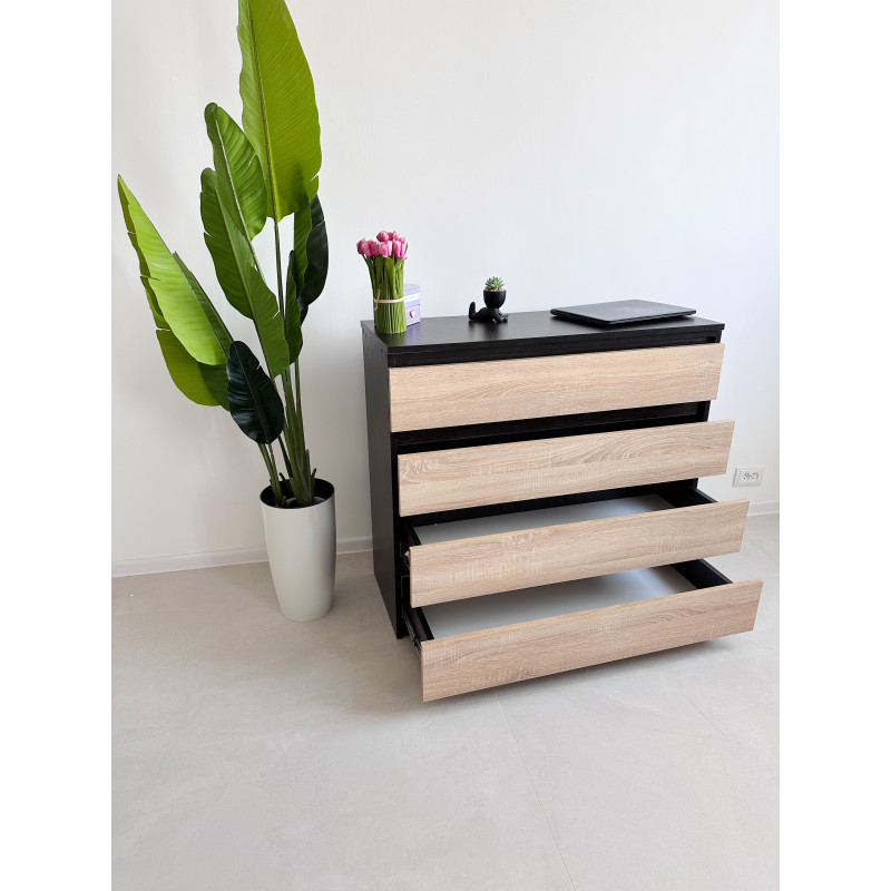 Комод Contrast Wood 4 Шухляди: Корпус Венге Магія та Фасади Дуб Сонома