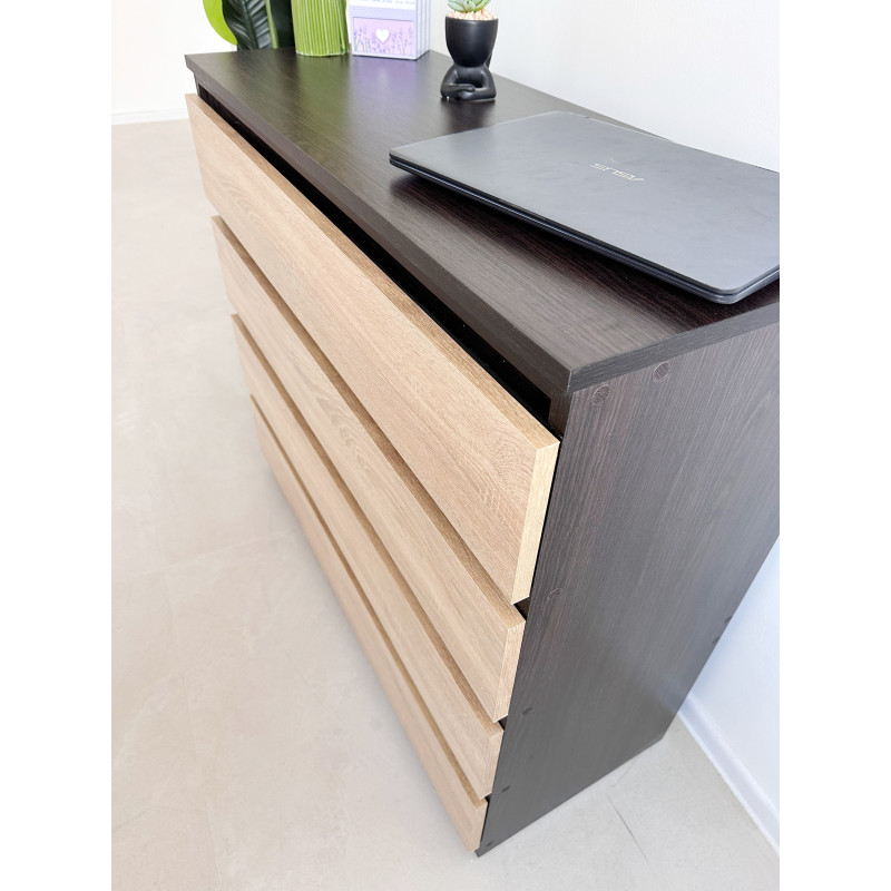 Комод Contrast Wood 4 Шухляди: Корпус Венге Магія та Фасади Дуб Сонома
