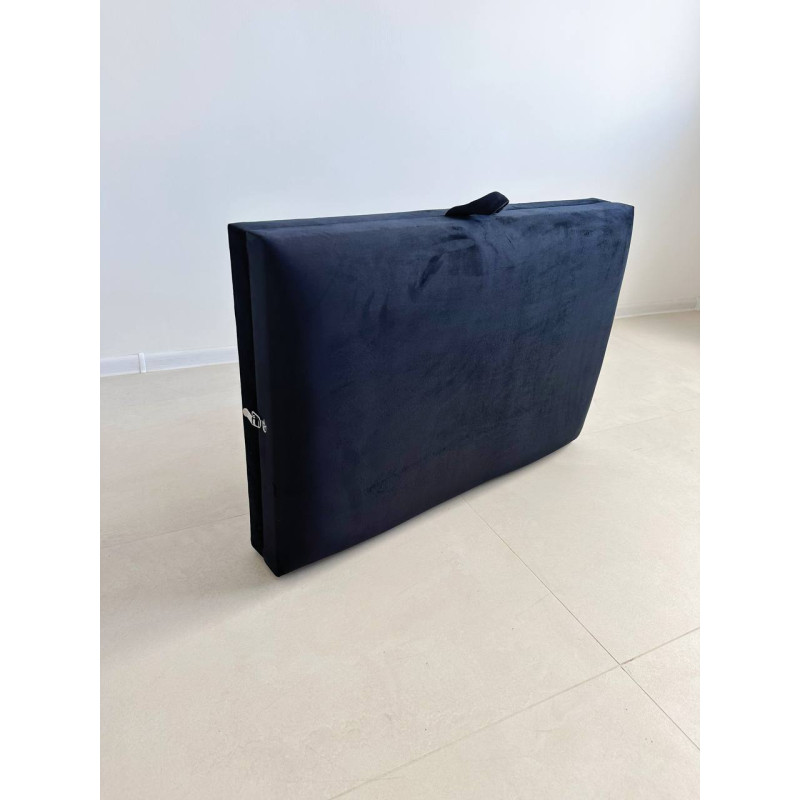 Кушетка косметологічна складна Blue на чорному металевому каркасі 