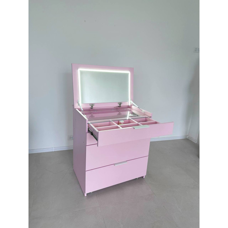 Стіл-Трансформер Pink для макіяжу з Органайзером та Пуфом