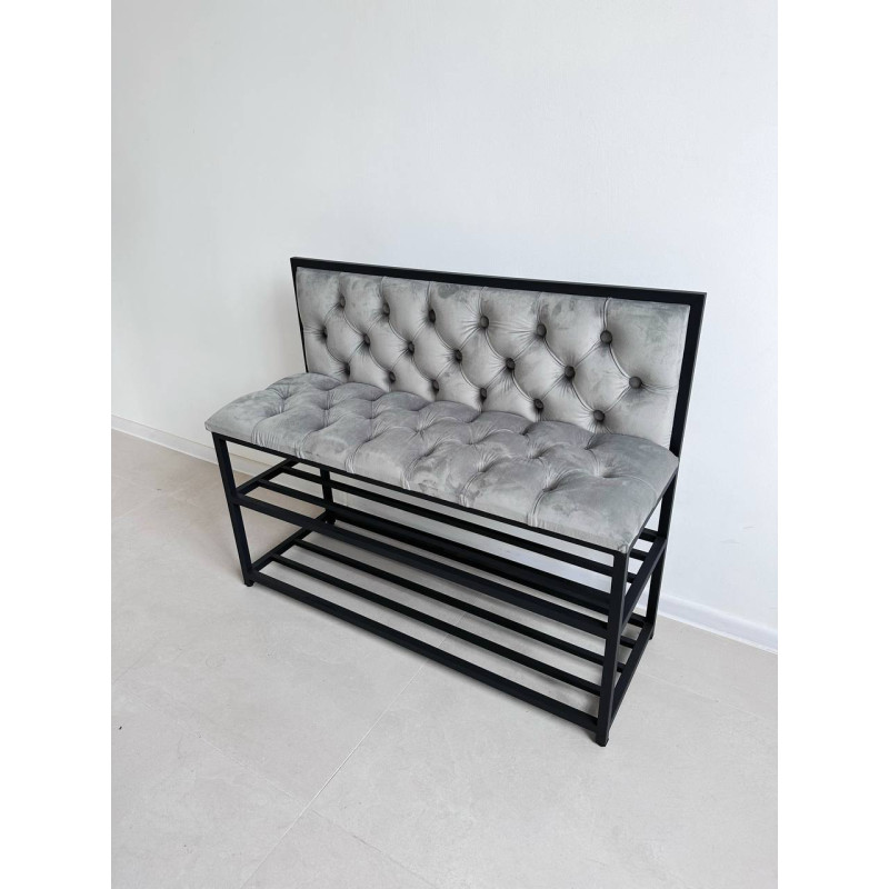 Банкетка Velour Loft Grey: Елегантний Акцент для Вашого Передпокою
