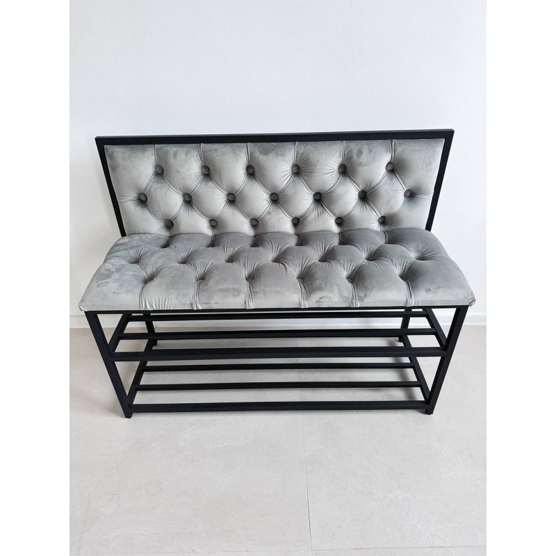 Банкетка Velour Loft Grey: Елегантний Акцент для Вашого Передпокою