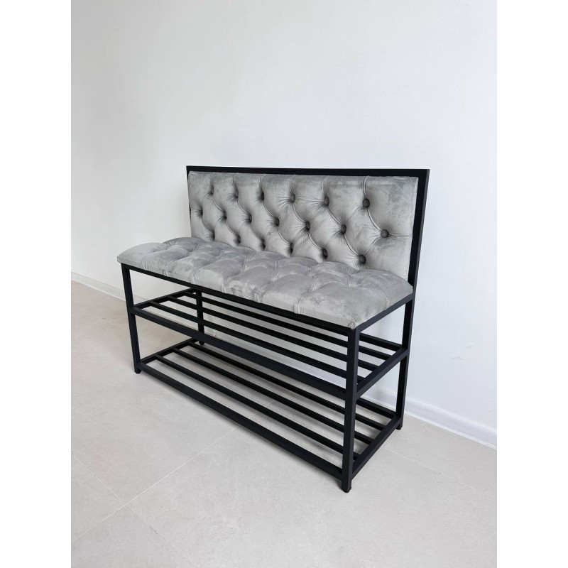 Банкетка Velour Loft Grey: Елегантний Акцент для Вашого Передпокою