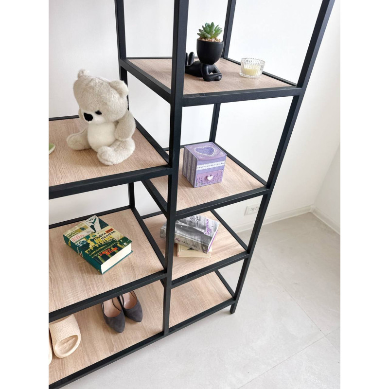 Сучасний Стелаж в стилі Tetris Loft з Металевим Каркасом та Дерев'яними Полицями 