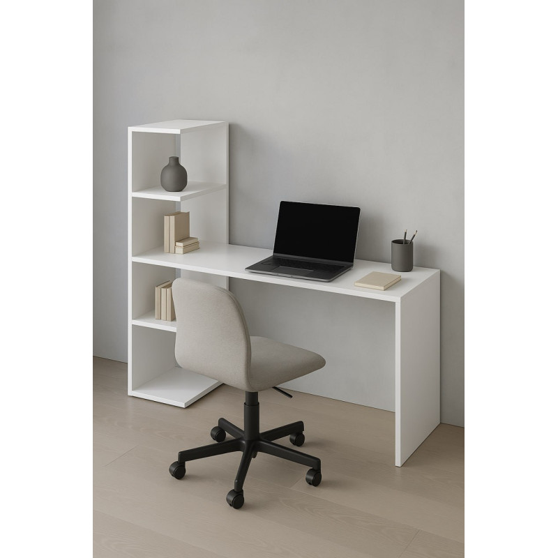 Робочий Стіл Elegance White: Естетичний Стіл-Органайзер для Навчання та Сучасного Робочого Простору