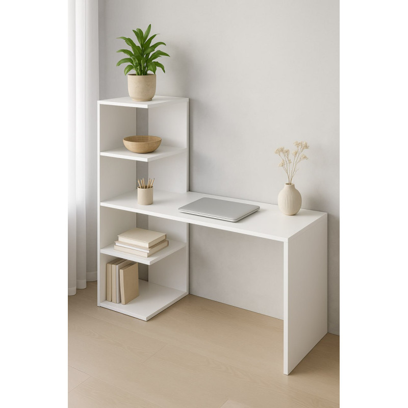 Робочий Стіл Elegance White: Естетичний Стіл-Органайзер для Навчання та Сучасного Робочого Простору
