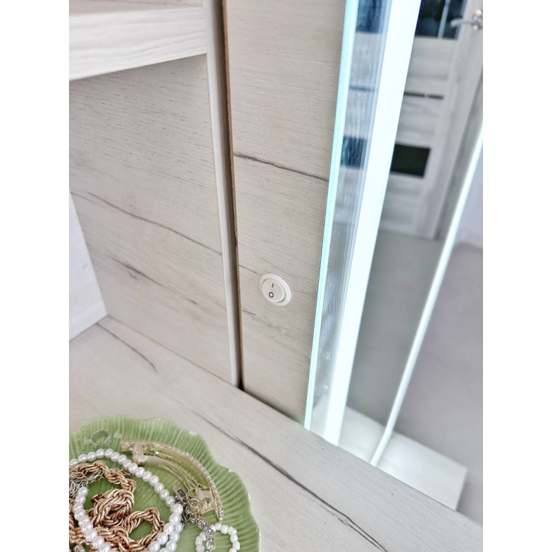 Шафа-Стелаж Scandinavian Light – Дзеркало, Підсвітка та Ефективна Організація у Кольорі Дуб Крафт Білий